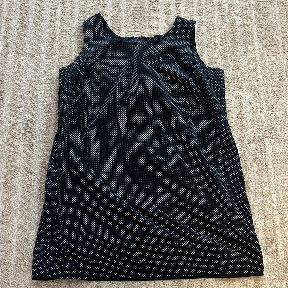 Vintage Charter Club Black and White Polka Dot Mini Sleeveless Dress 24W